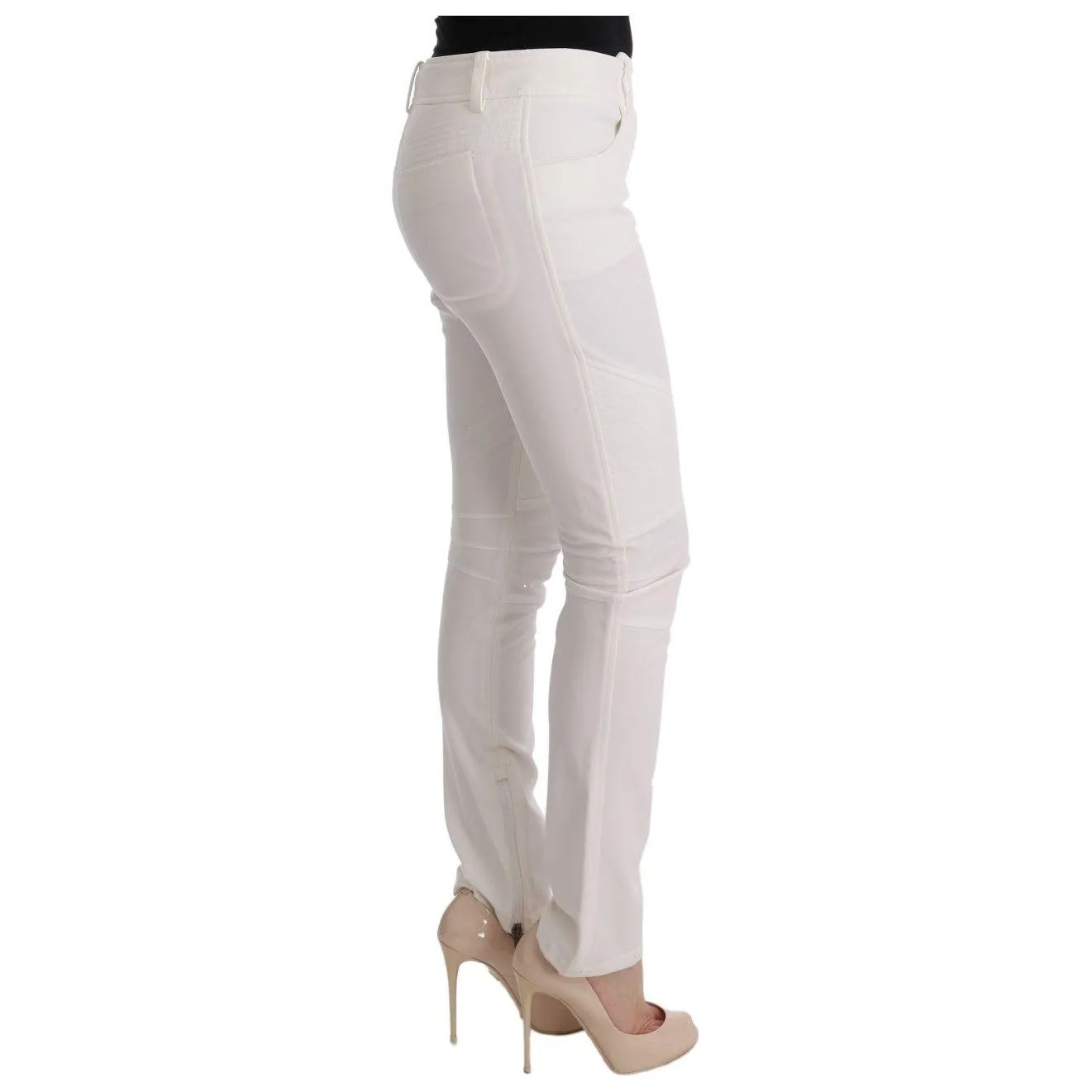 Ermanno Scervino Chic White Slim Fit Cotton Pants