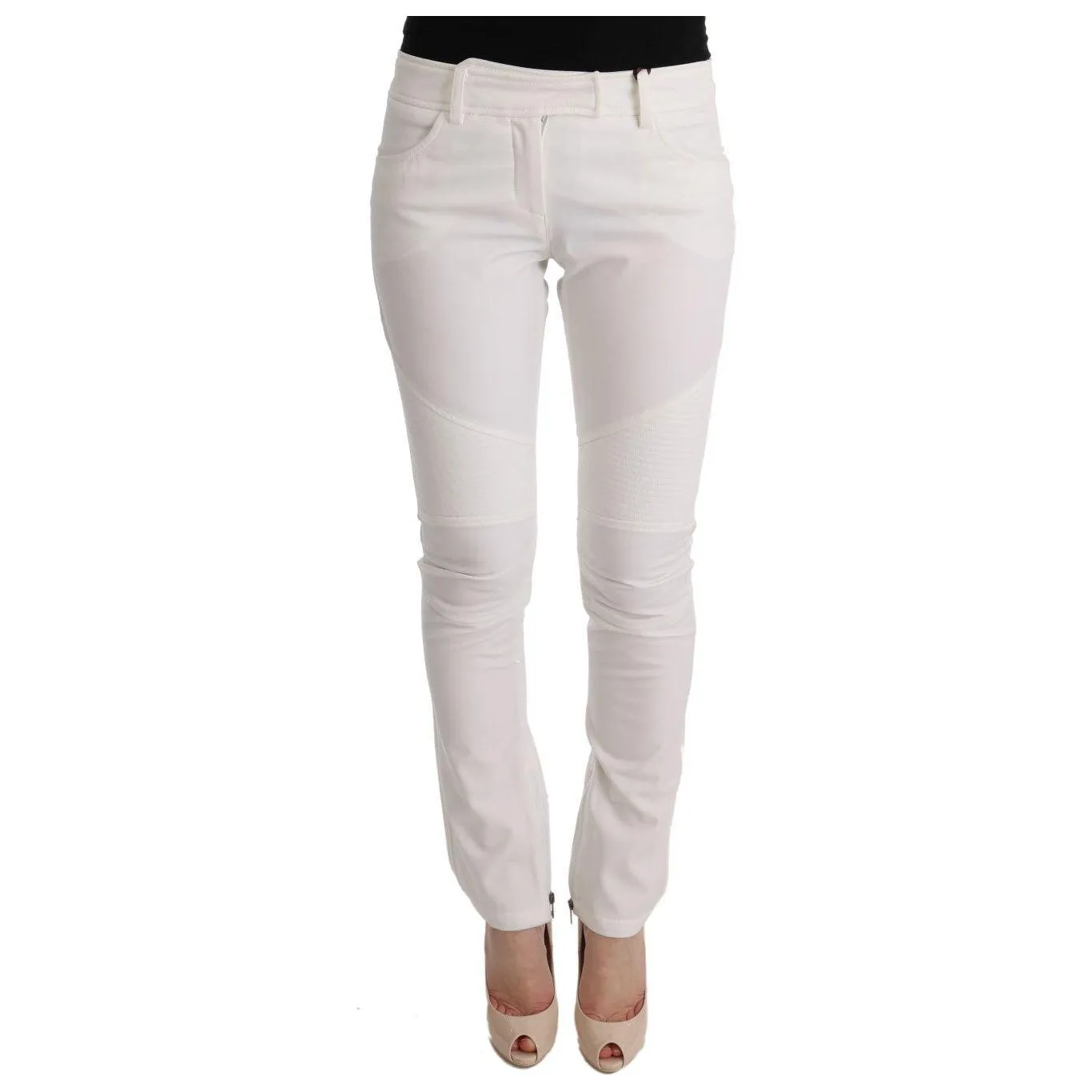 Ermanno Scervino Chic White Slim Fit Cotton Pants