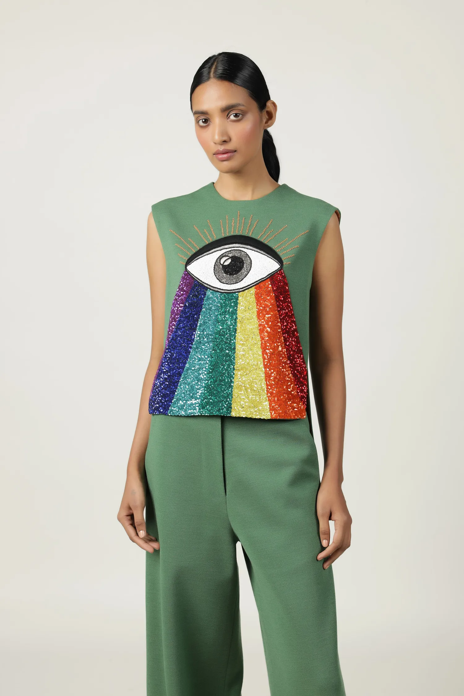 Eye Rainbow Top With Flared Pant