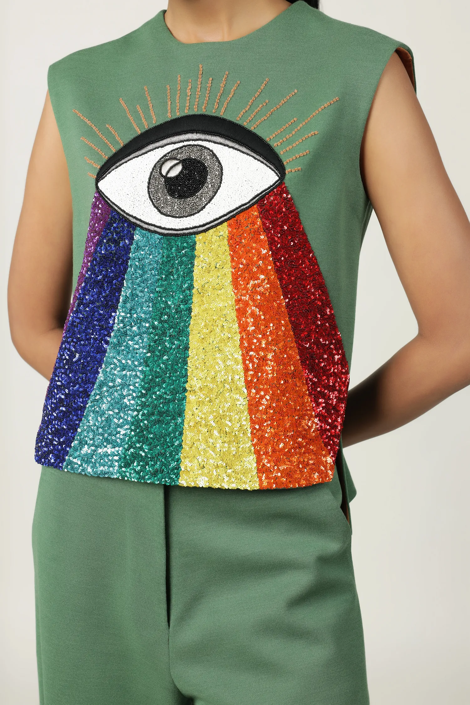 Eye Rainbow Top With Flared Pant