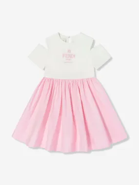 Fendi Girls Cotton Logo Dress in Pink