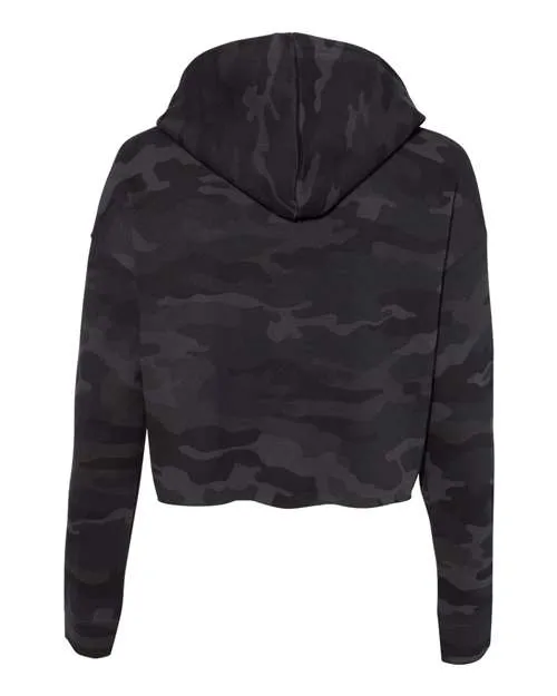 FLFA Black Camo Women’s Lightweight Cropped Hooded Sweatshirt - AFX64CRP  w/ FLFA Cutters CHEER Logo in SPANGLE on Front