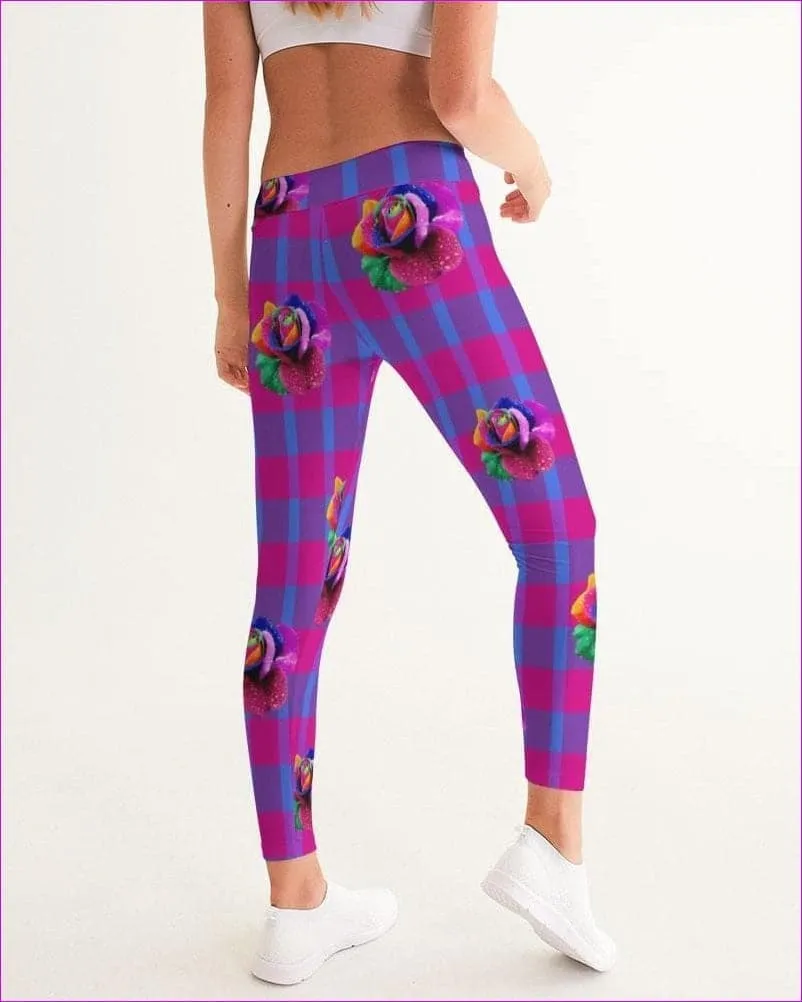 Floral Reign Plaid Womens Yoga Pants