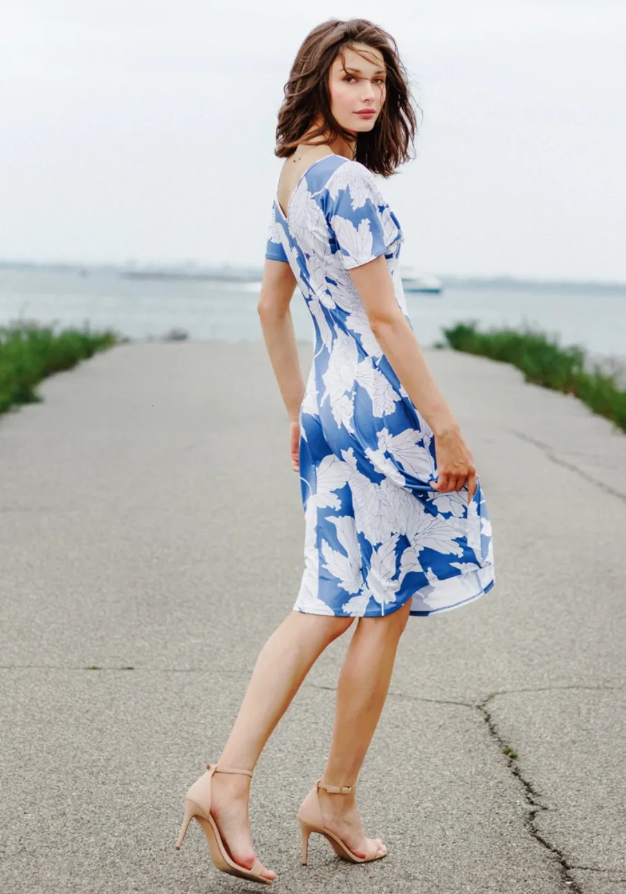 Floral Soft Knit V-Neck Midi Dress