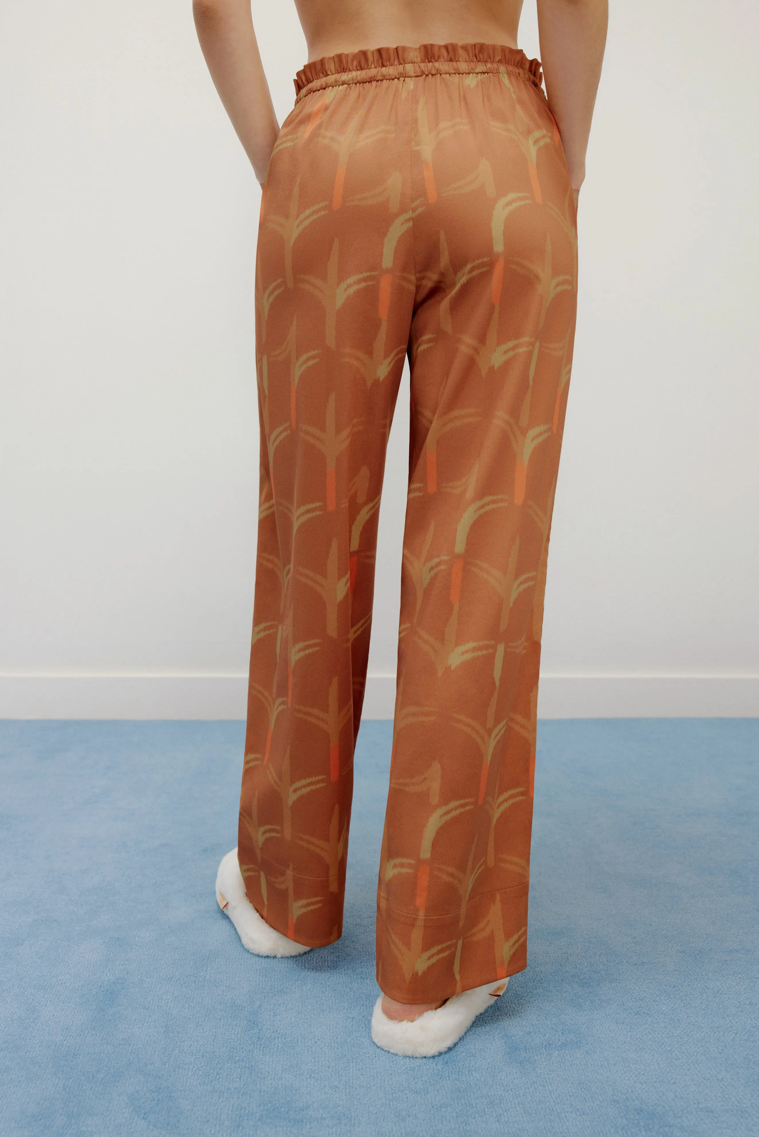 Flower Print Classic Embroidered Pajama Pants