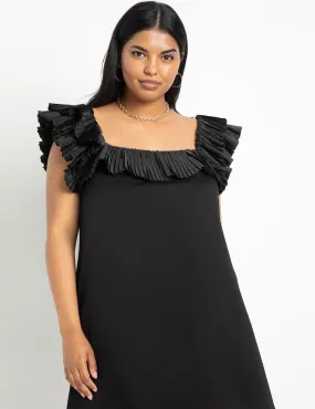 Flutter Sleeve Dress in Totally Black