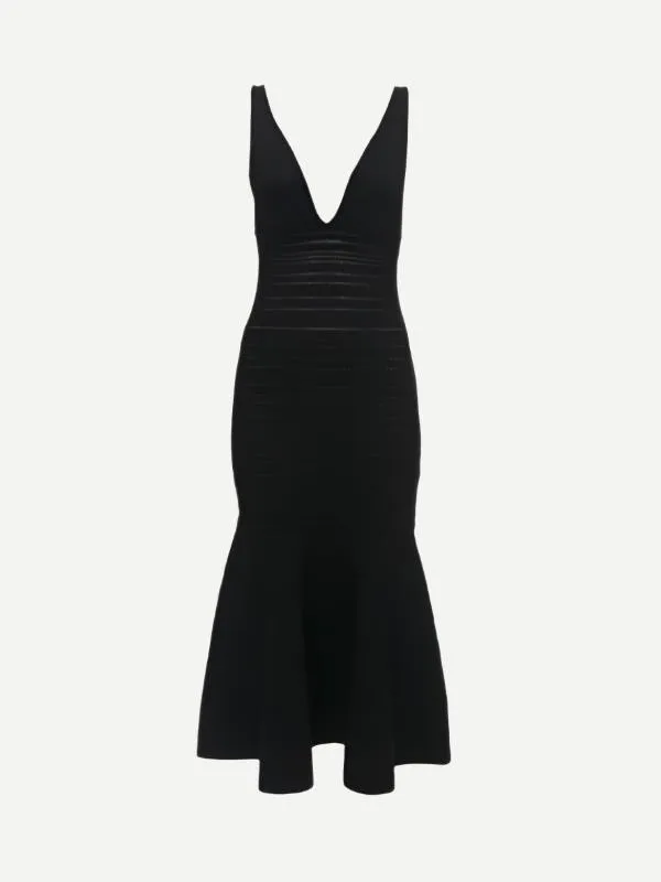 Frame Detail Sleeveless Dress in Black