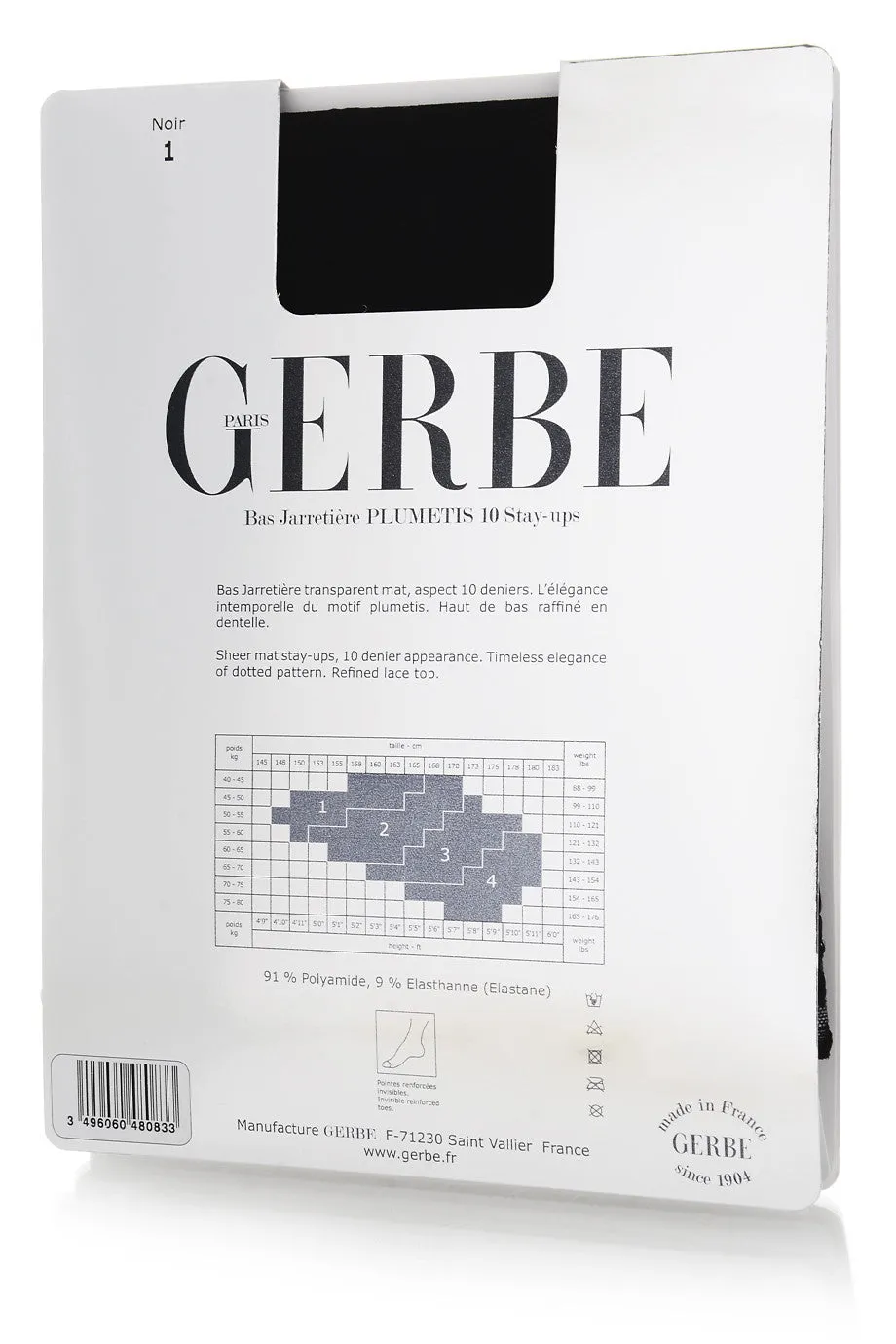 GERBE PLUMETIS 10 Black Sheer Dot Stay Ups