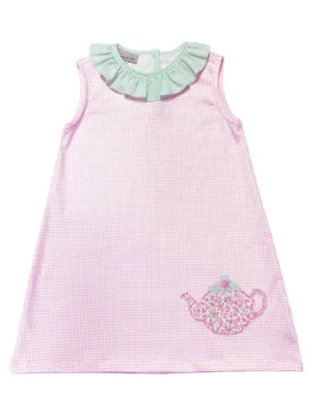 Girls "Tea Time" Knit applique A line Dress