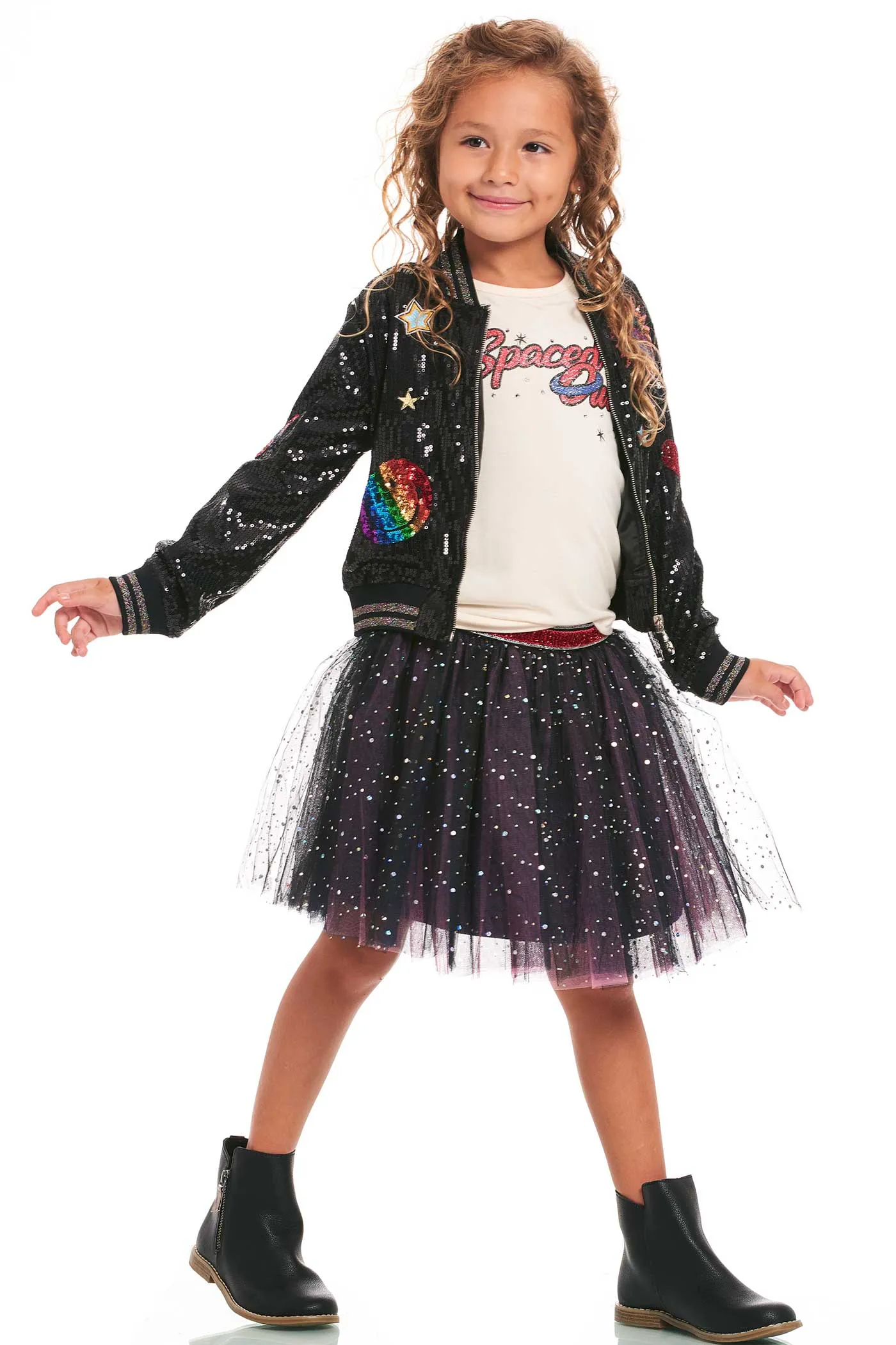 Girls Starry Holographic Dots Tutu Skirt