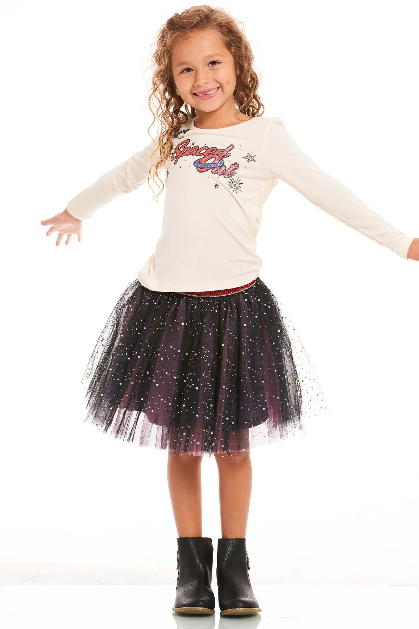 Girls Starry Holographic Dots Tutu Skirt