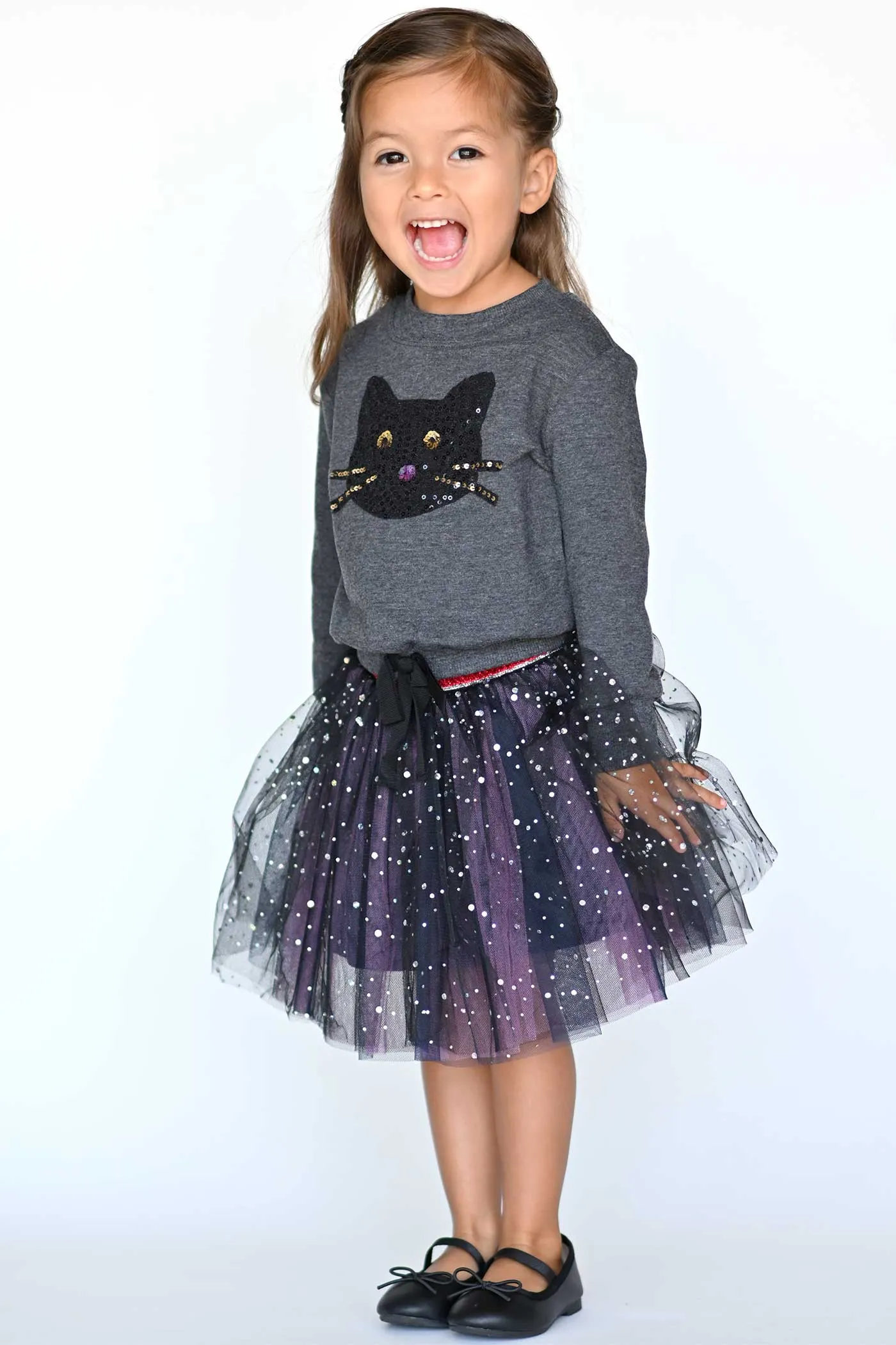 Girls Starry Holographic Dots Tutu Skirt