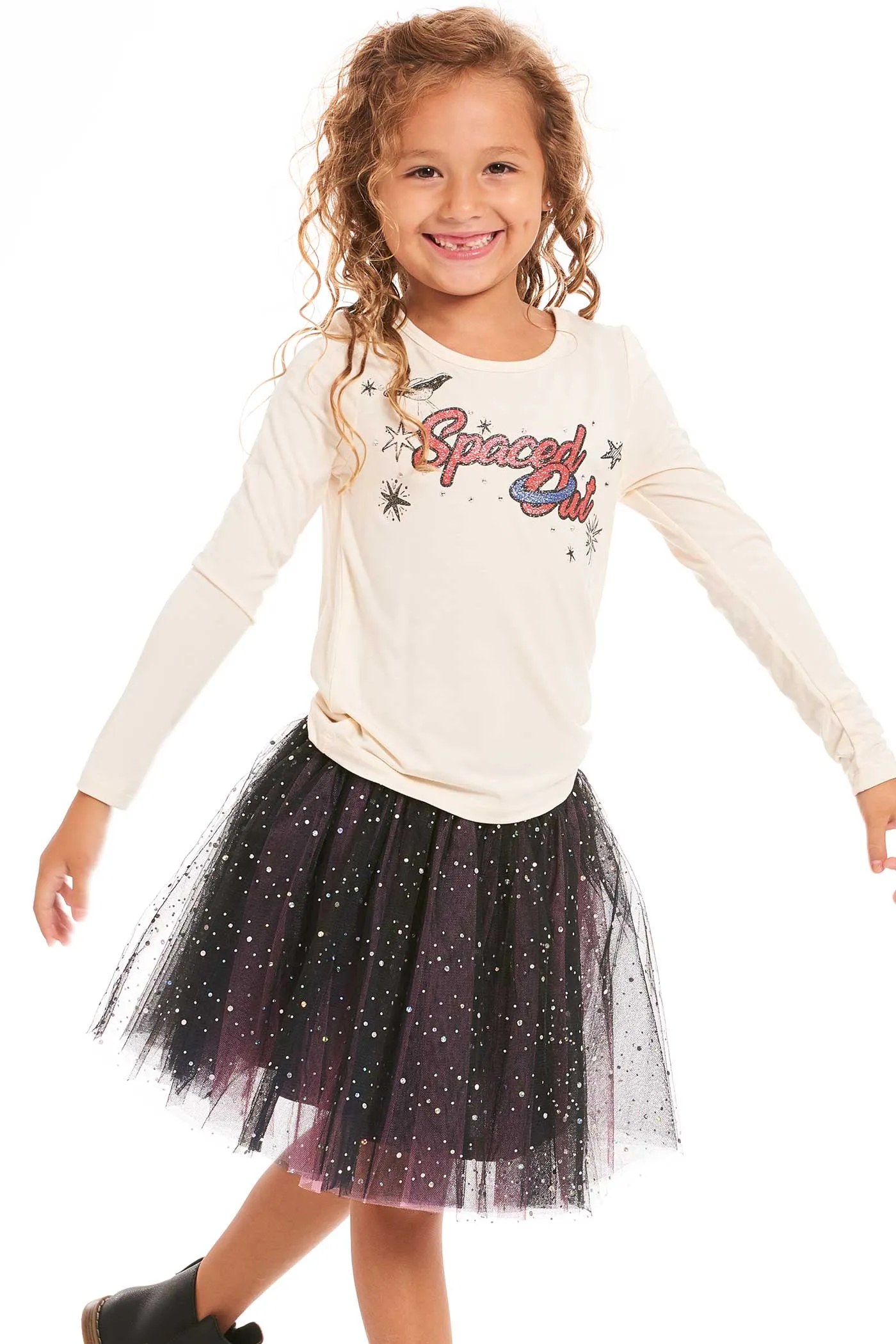 Girls Starry Holographic Dots Tutu Skirt