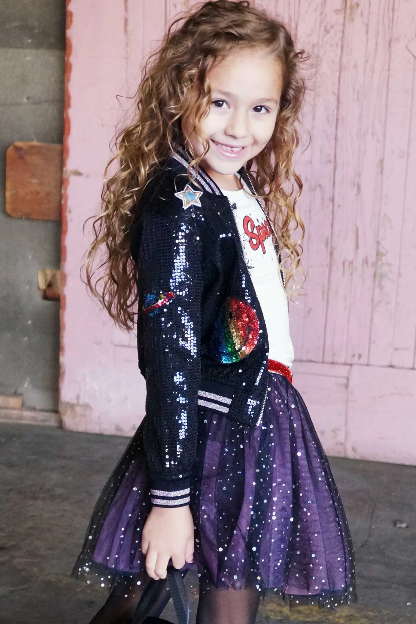 Girls Starry Holographic Dots Tutu Skirt