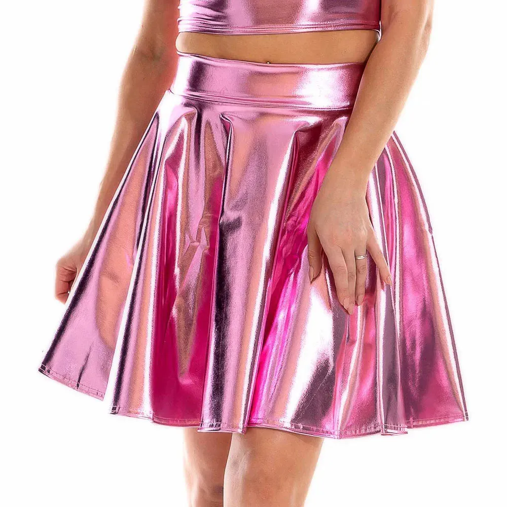 Giselle Holographic PU Leather Mini Skirt