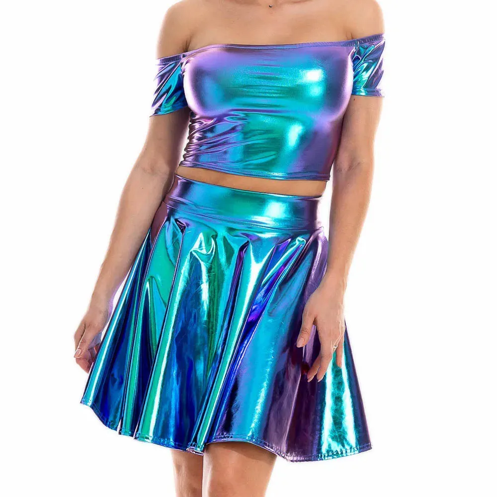 Giselle Holographic PU Leather Mini Skirt