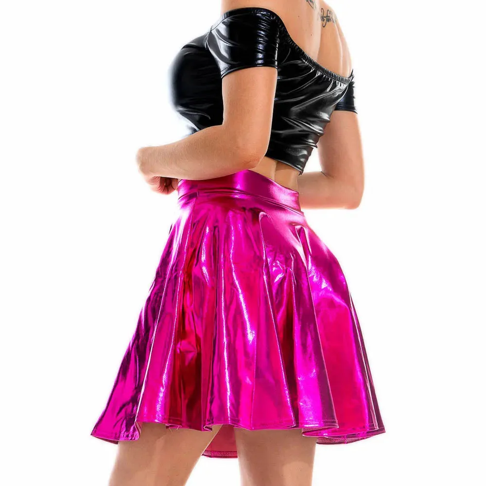 Giselle Holographic PU Leather Mini Skirt