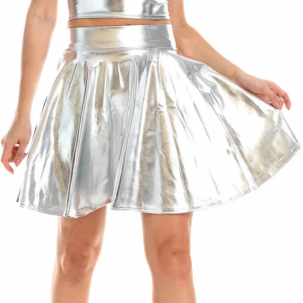 Giselle Holographic PU Leather Mini Skirt