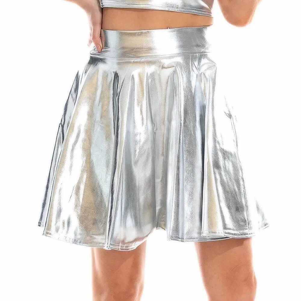 Giselle Holographic PU Leather Mini Skirt