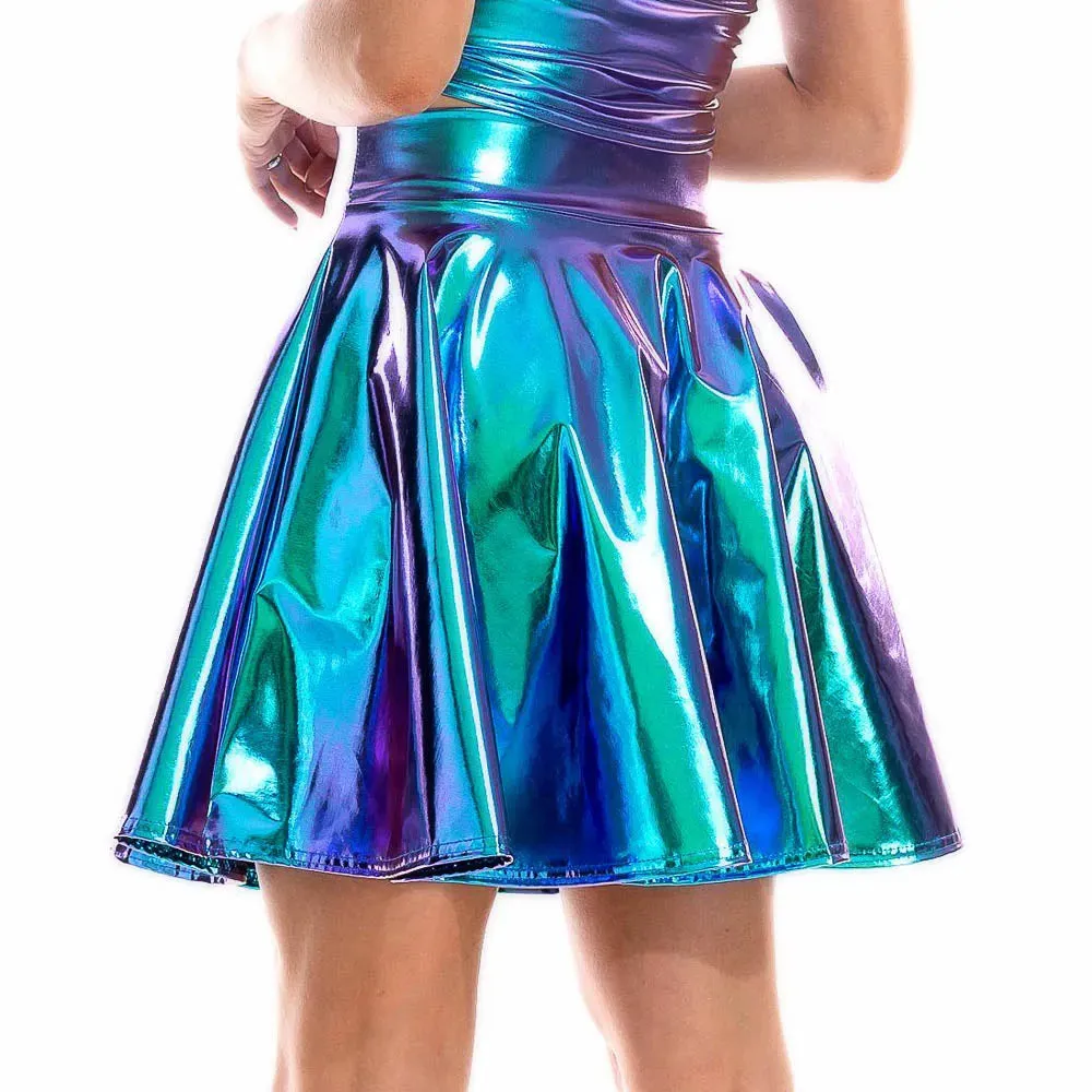 Giselle Holographic PU Leather Mini Skirt