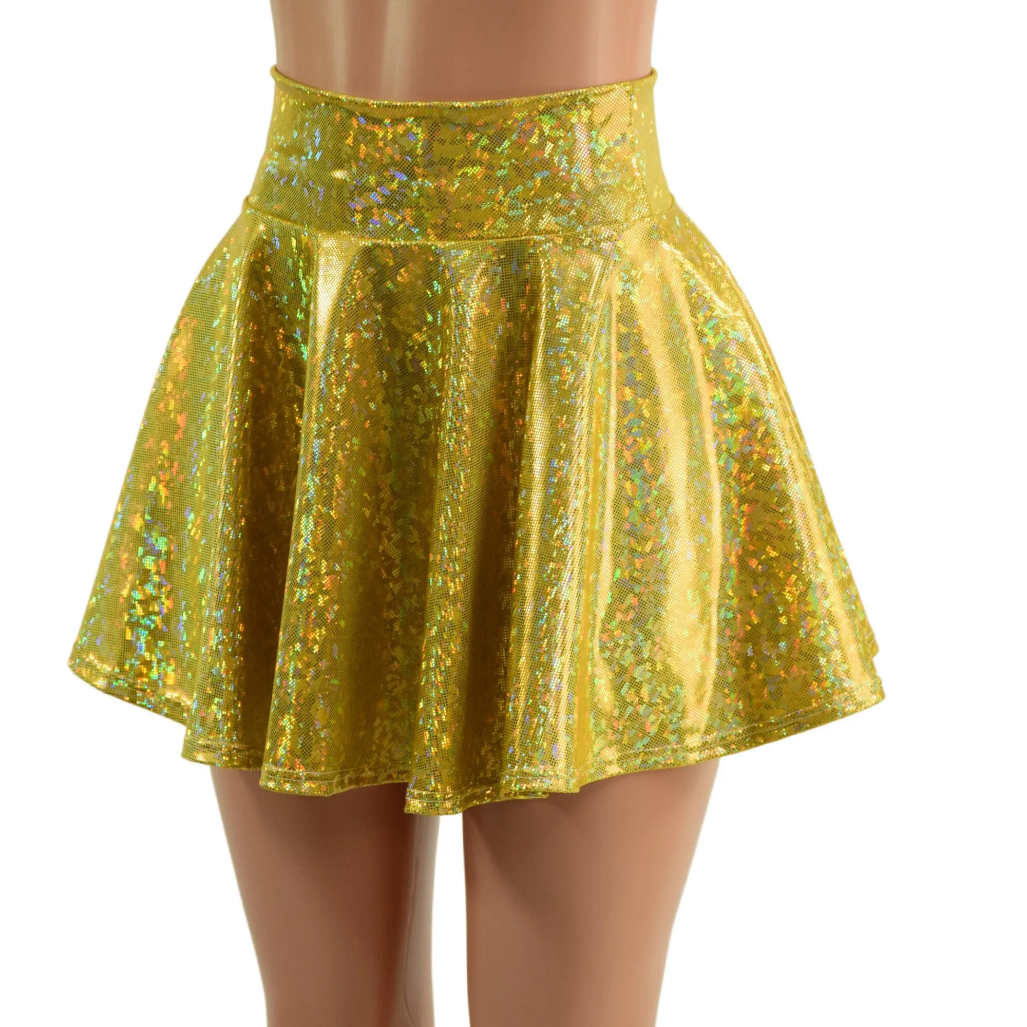 Gold Kaleidoscope Circle Cut Mini Skirt