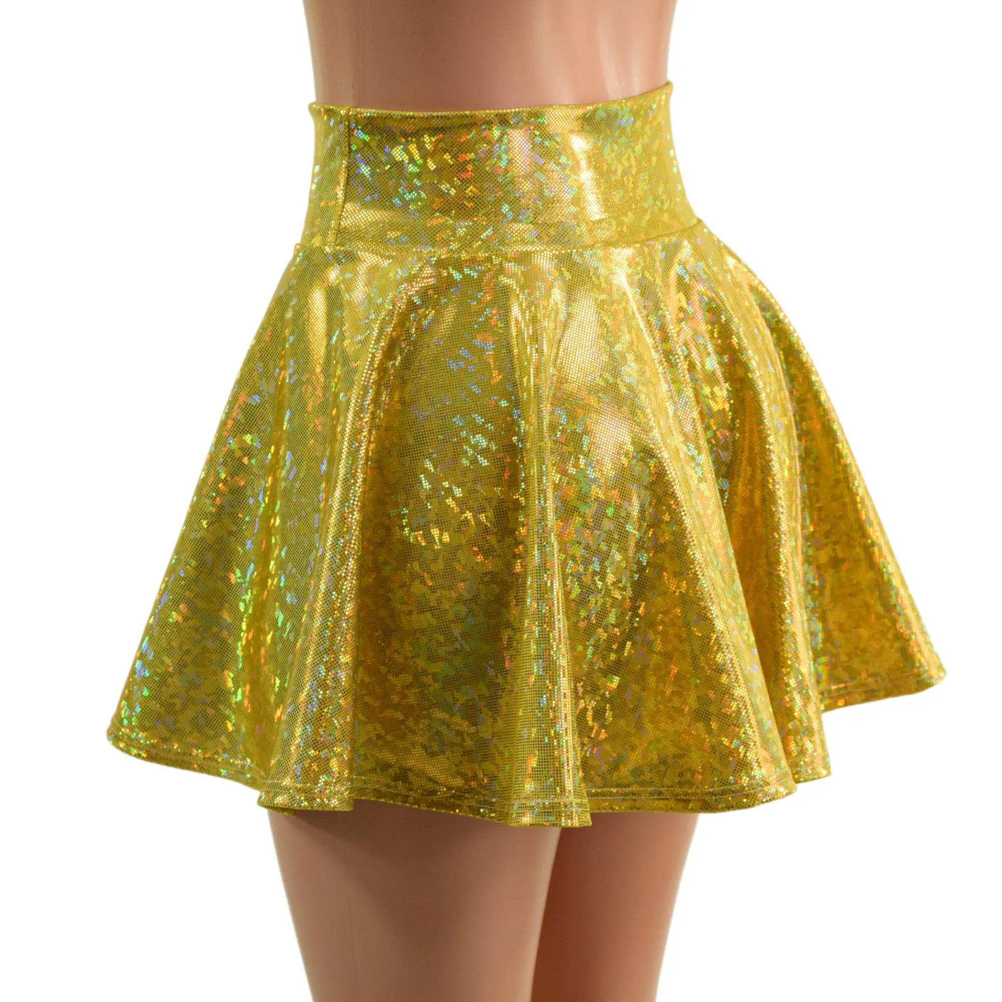 Gold Kaleidoscope Circle Cut Mini Skirt