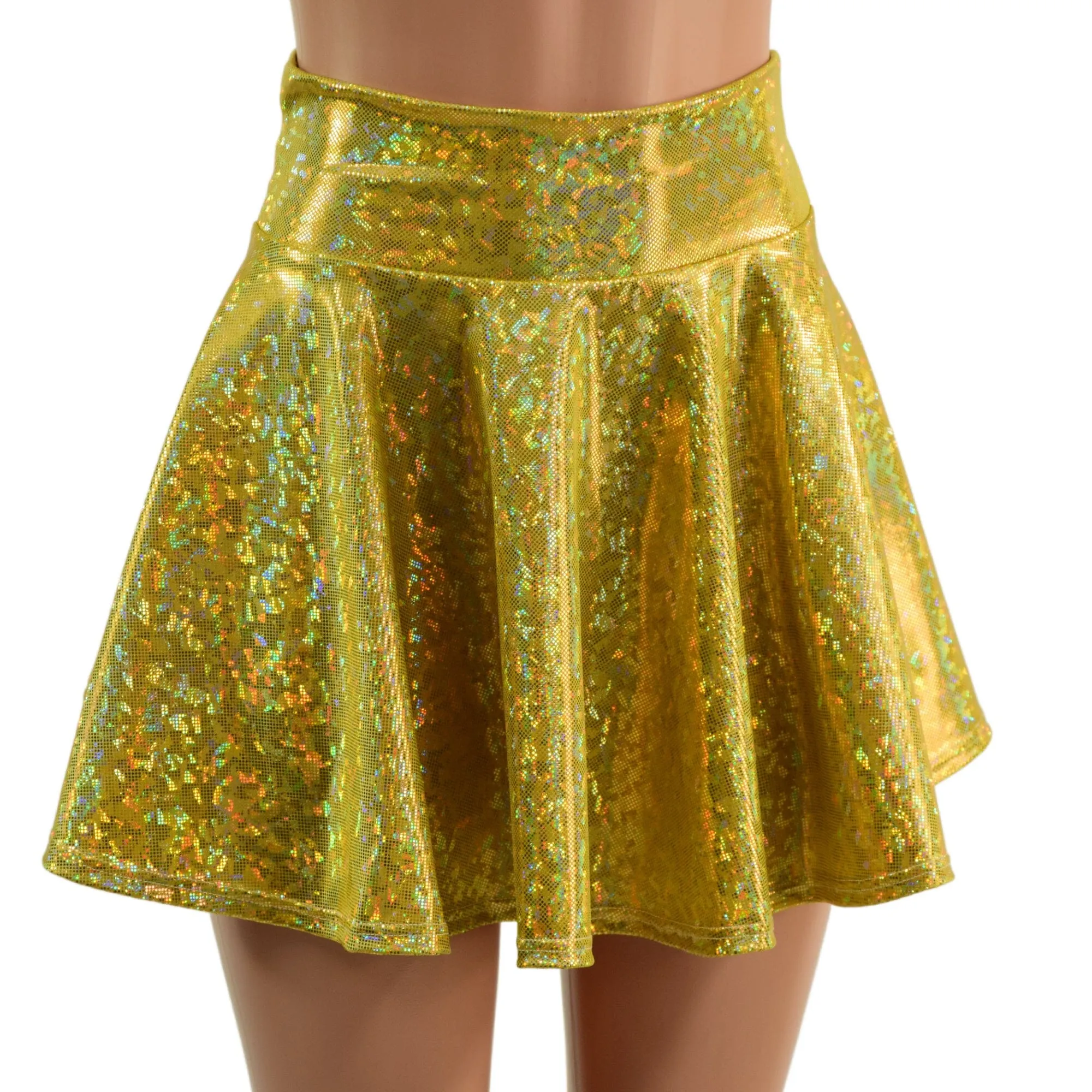 Gold Kaleidoscope Circle Cut Mini Skirt