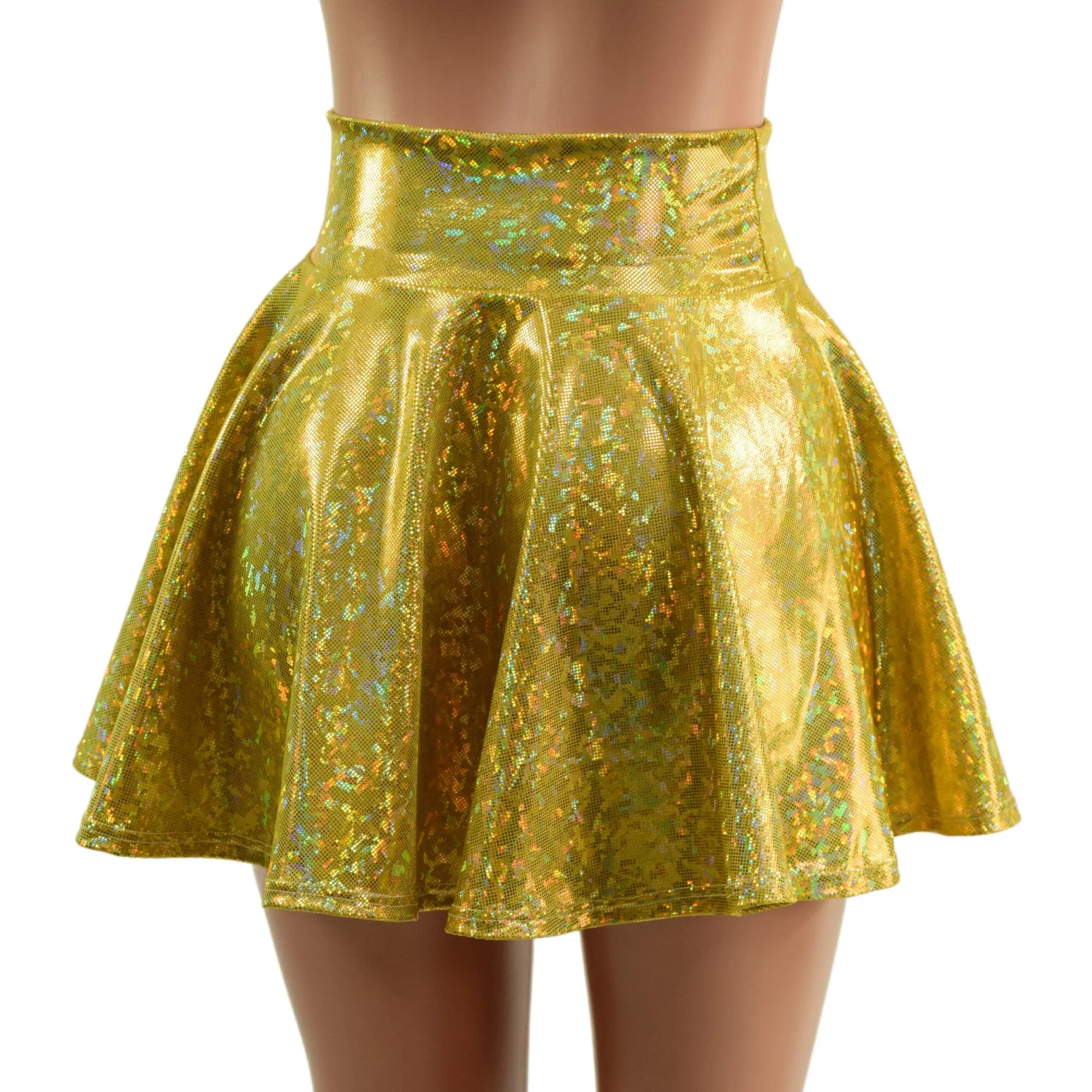 Gold Kaleidoscope Circle Cut Mini Skirt