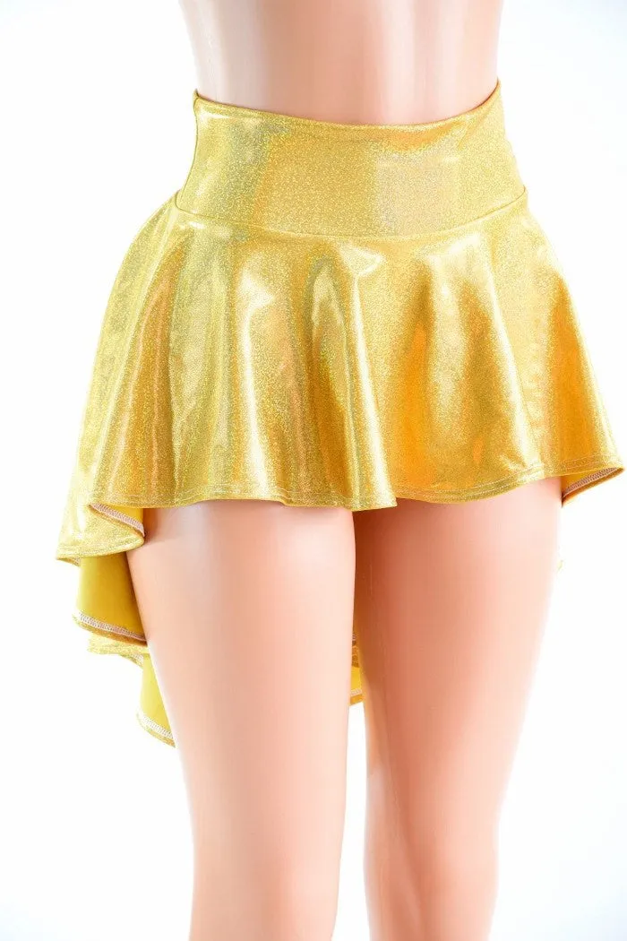 Gold Sparkly Holographic Hi Lo Rave Skirt