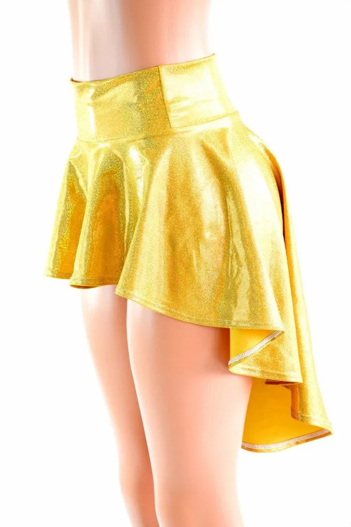 Gold Sparkly Holographic Hi Lo Rave Skirt