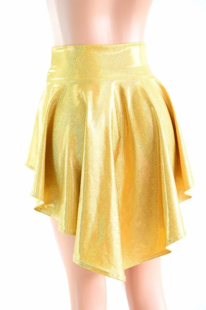 Gold Sparkly Holographic Hi Lo Rave Skirt