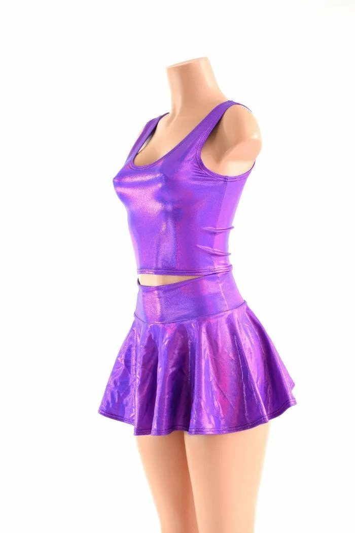 Grape Holographic Rave Skirt Set