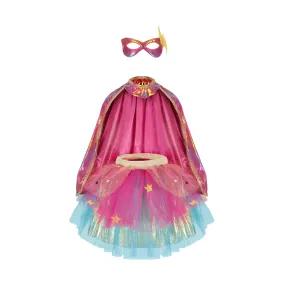 Great Pretenders Super-Duper Tutu Skirt, Cape & Mask Play Costume Set – Pink & Gold