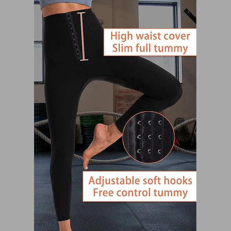 Great Sauna Pants Women Sweat Capris Waist Trainer Slimming Leggings Hooks & Eyes High Waisted Workout Body Shaper Suits(FH)(FHW1)(1U31)(1U24)