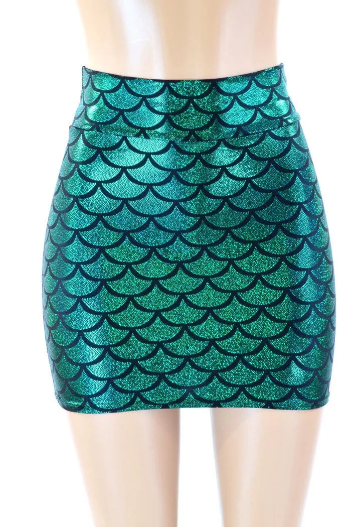 Green Mermaid Bodycon Mini Skirt