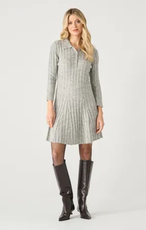 Heathered Long Sleeve Ribbed Mini Dress