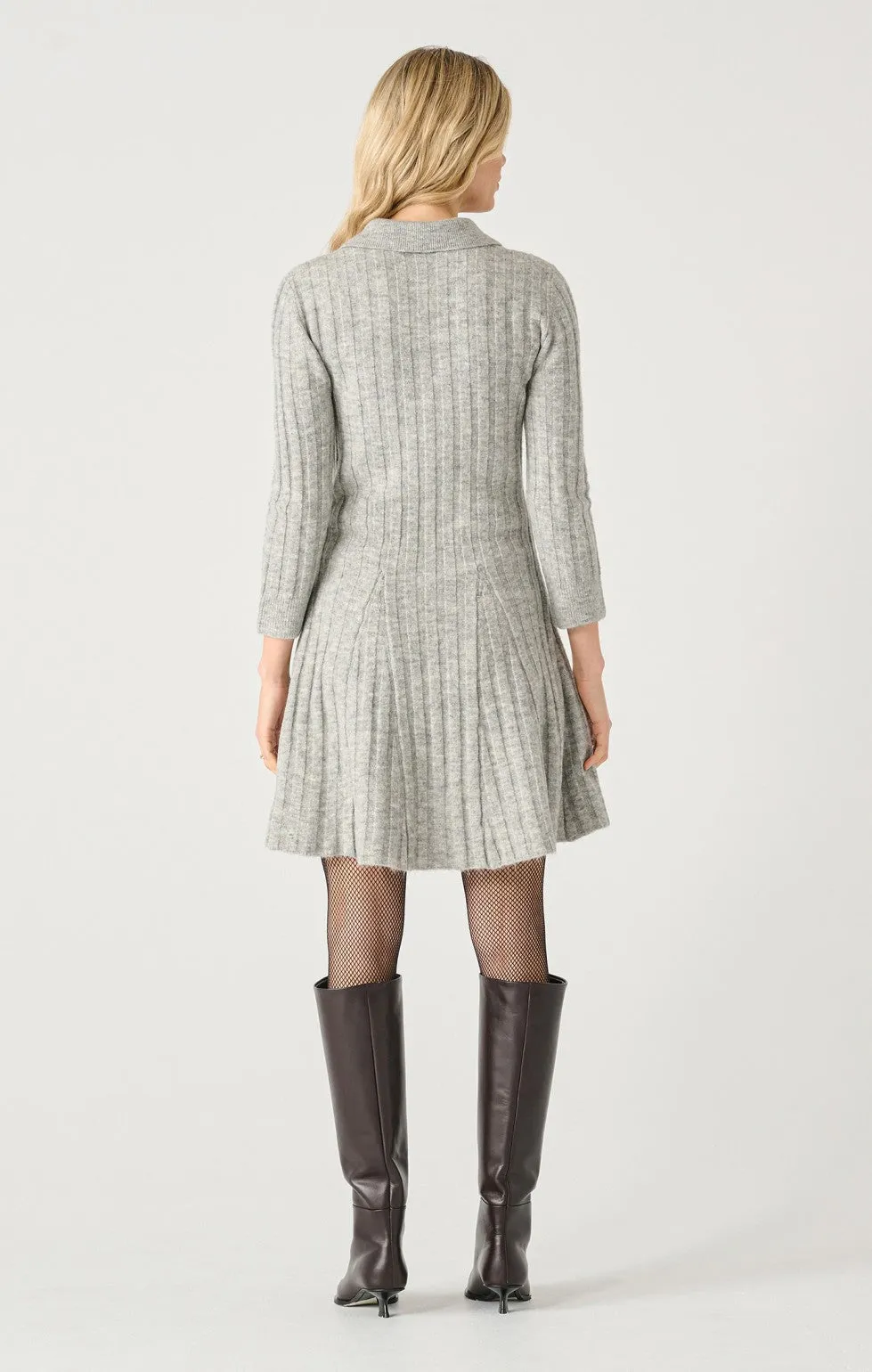 Heathered Long Sleeve Ribbed Mini Dress