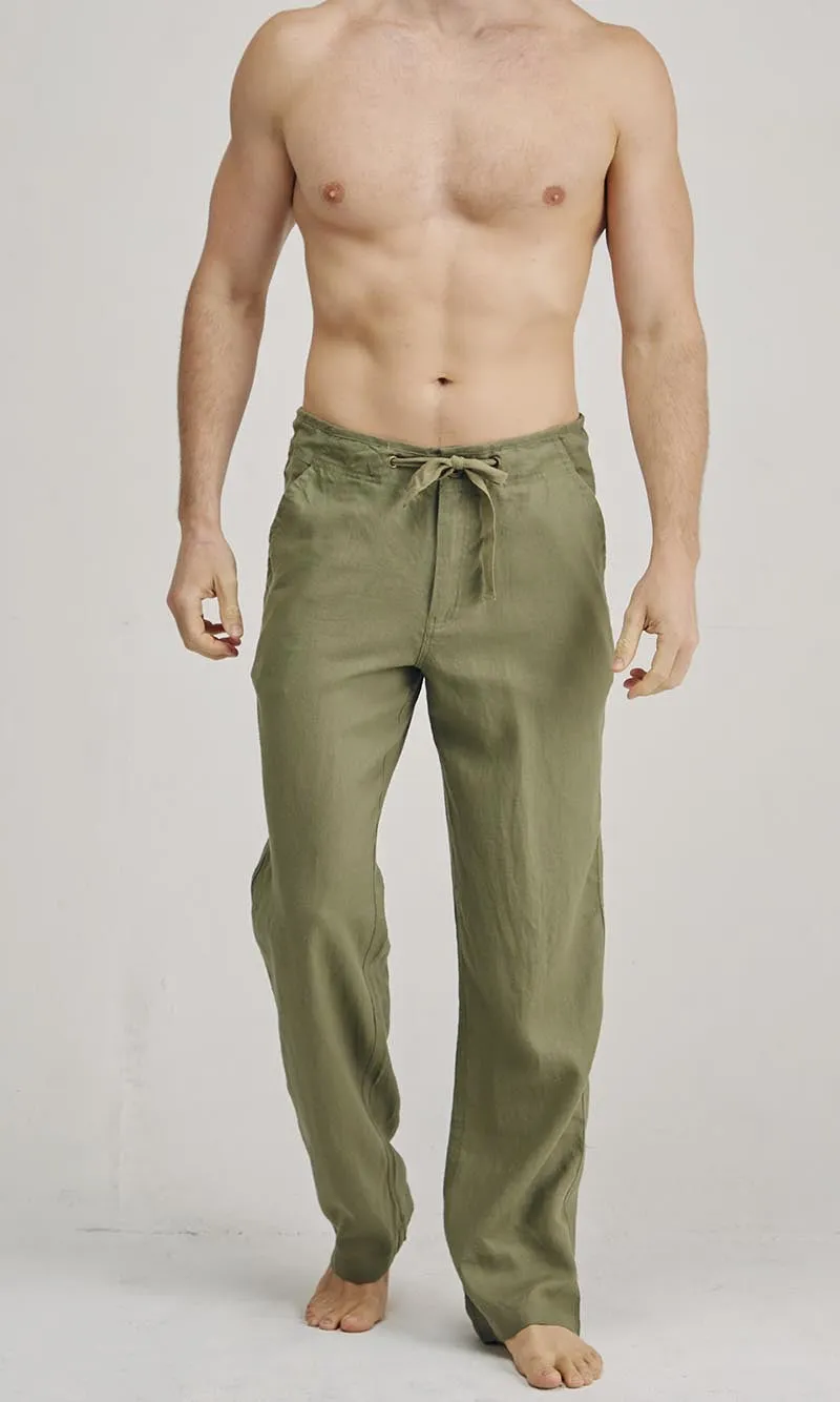 Hemp Pant Drawstring Waist Khaki