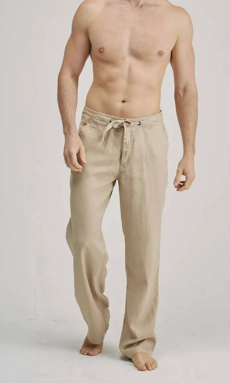 Hemp Pant Drawstring Waist Sand (2)