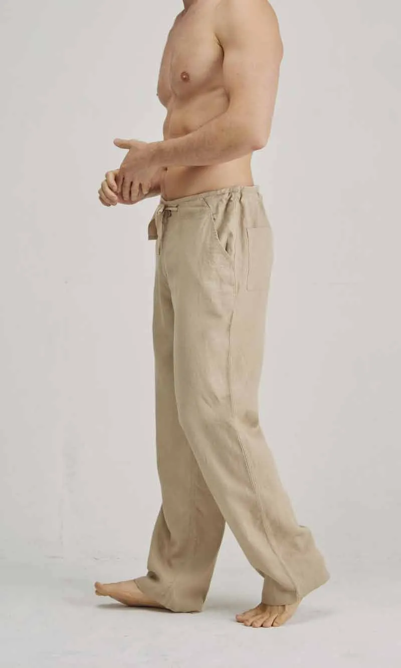 Hemp Pant Drawstring Waist Sand (2)