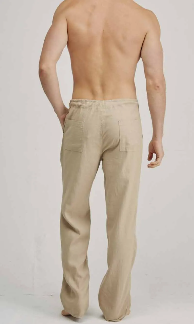 Hemp Pant Drawstring Waist Sand (2)