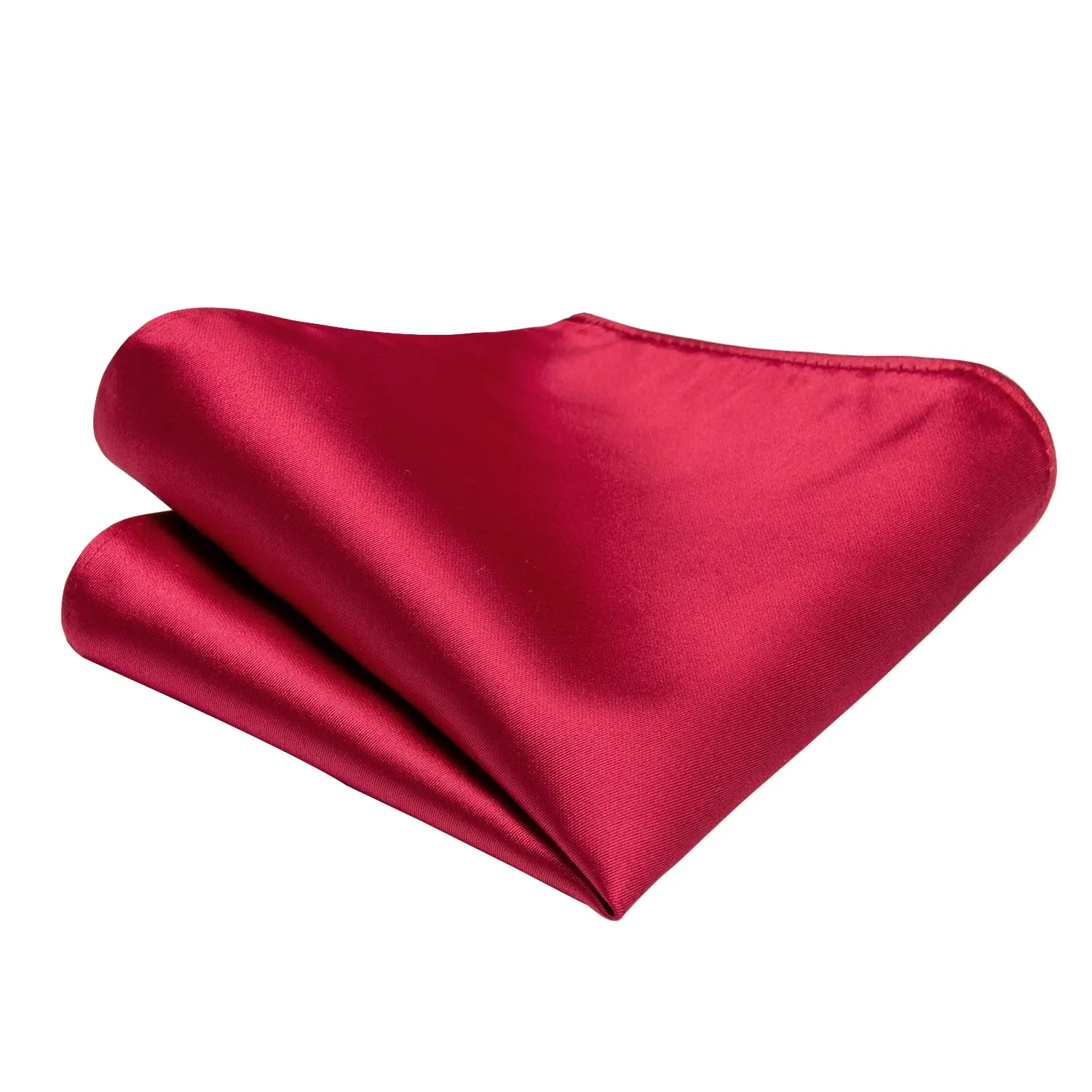 Hi-Tie Classic Red Solid Wedding Necktie Pocket Square Cufflinks Set