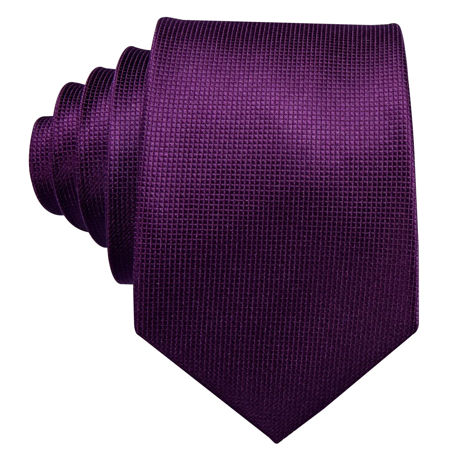 Hi-Tie Dark Purple Mens Necktie Solid Tie Pocket Square Cufflinks Set