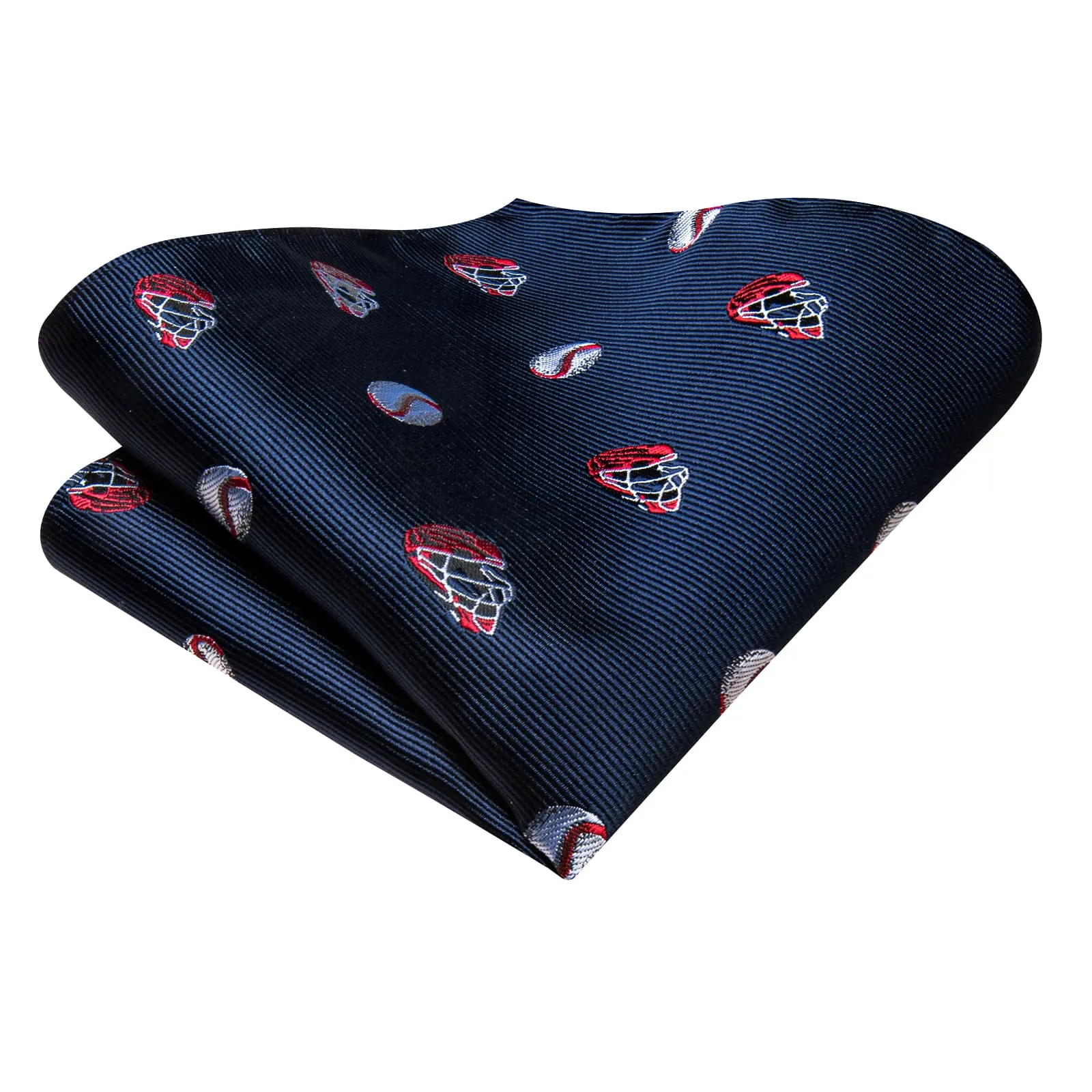 Hi-Tie Deep Blue Novelty Ball Pattern Silk Mens Tie Pocket Square Cufflinks Set