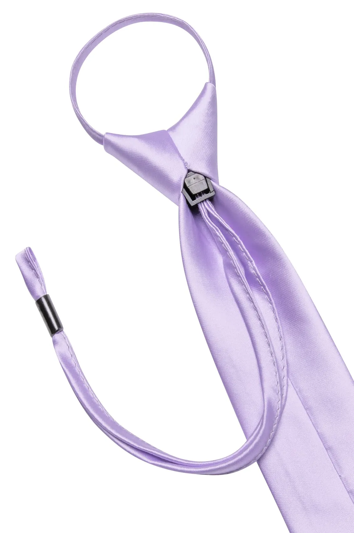 Hi-Tie Lavender Tie Men's Purple Zipper Tie Solid Pre-Tied Necktie Set