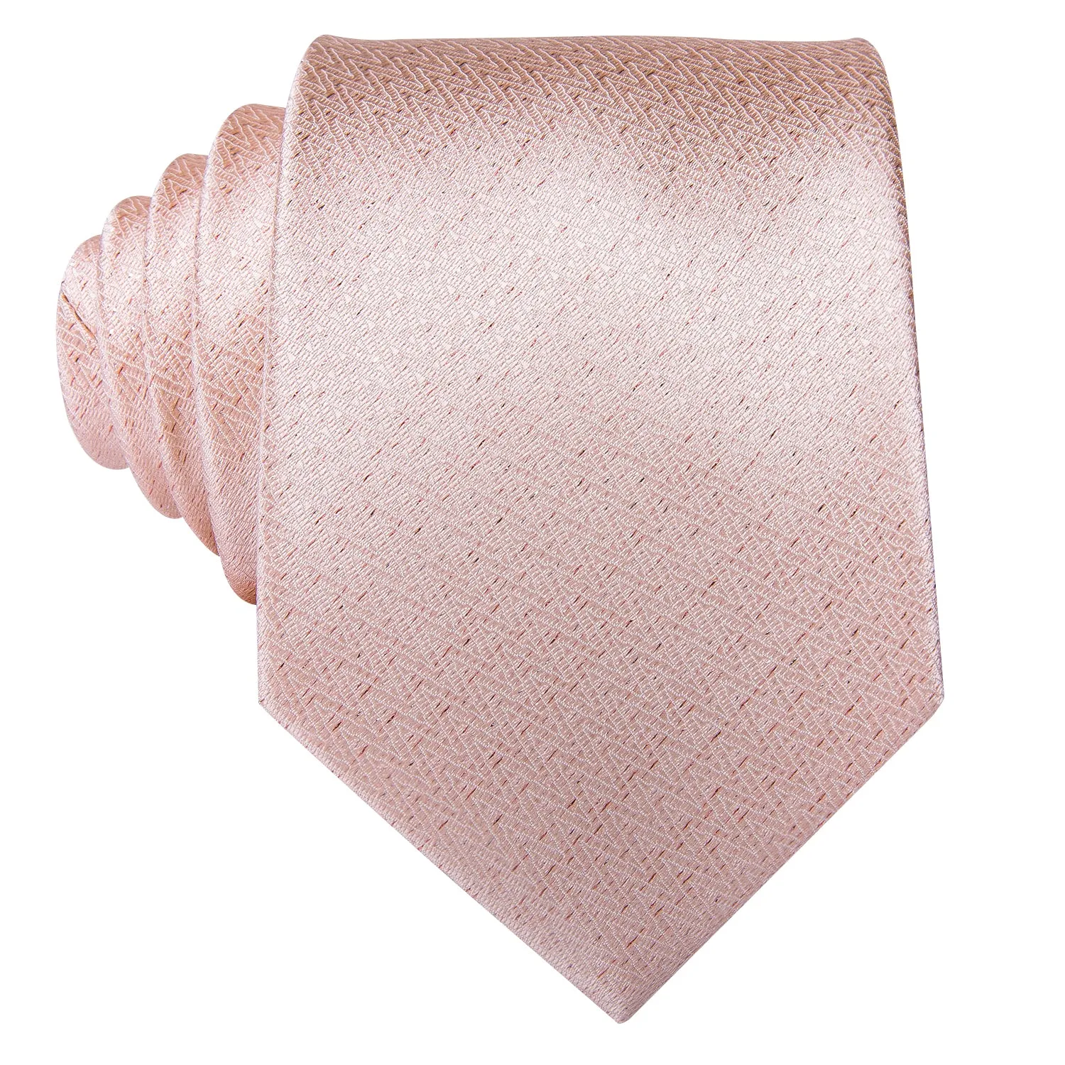 Hi-Tie Mens Wedding Pink Solid Men's Tie Pocket Square Cufflinks Set