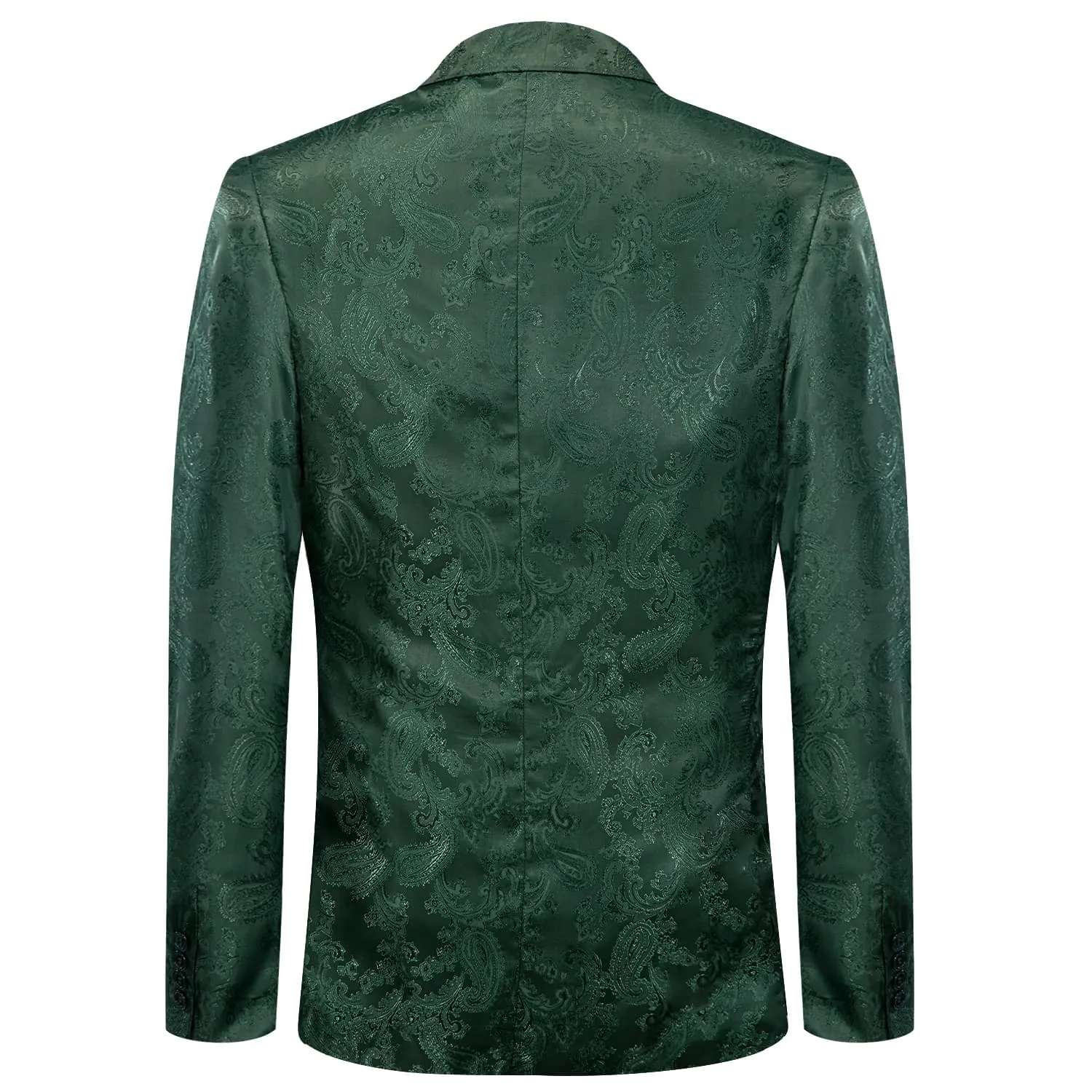 Hi-Tie Notched Lapel Blazer Dark Green Men's Wedding Paisley Top