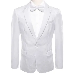 Hi-Tie Notched Lapel Blazer White Men's Wedding Paisley Top