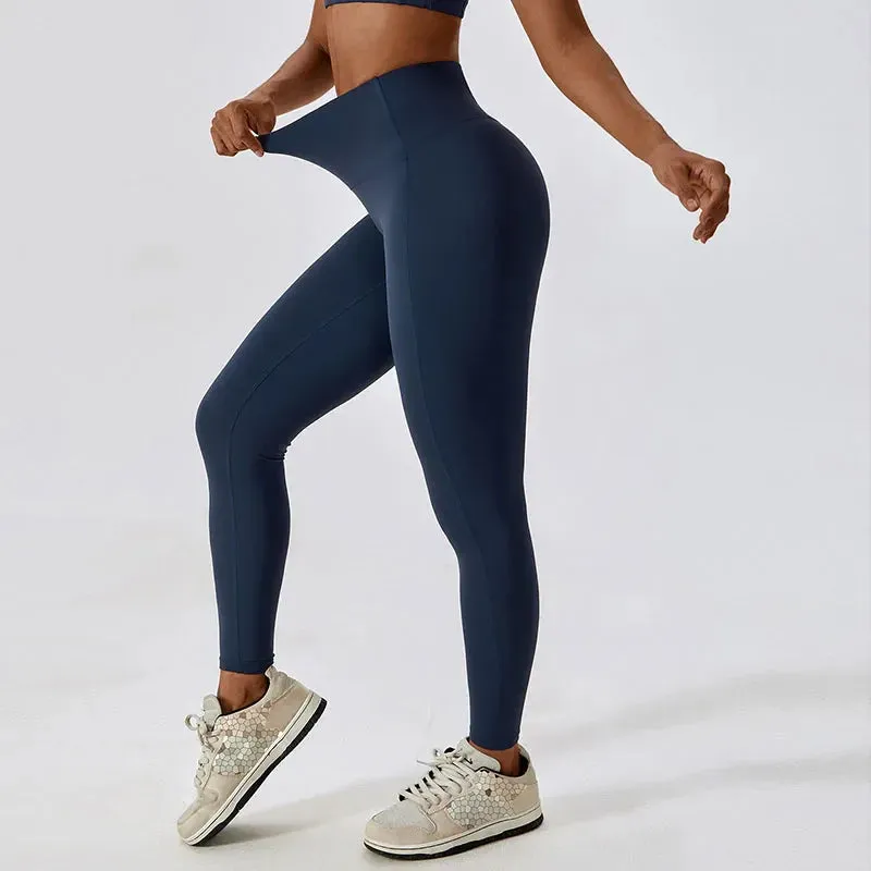 High Waist Running Tights for Women - Push Up Jogging Pants with Stretch and Breathable Fabric