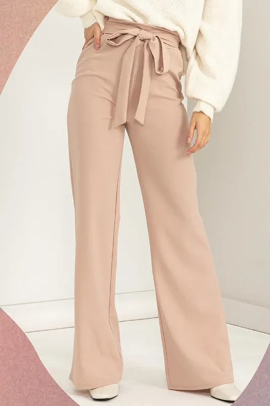 High-Waisted Tie Front Flared Pants